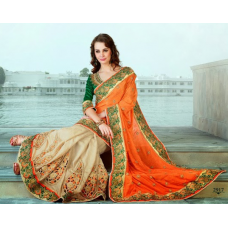 Splendid Heavy Embroidered Dual Colored Viscose Jacquard Saree